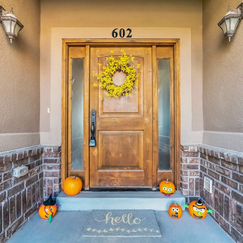 Front door with 10 Pack Self Adhesive House Numbers 0 To 9 Black 4 By 2.5 Inch No Fuss Easy Peel And Stick Durable Vinyl