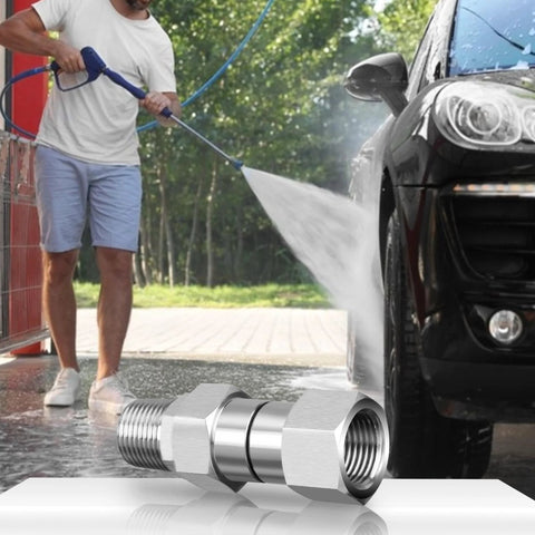 M MINGLE 3/8 NPT pressure washer swivel fitting, 2-pack, stainless steel male-to-female adapter.