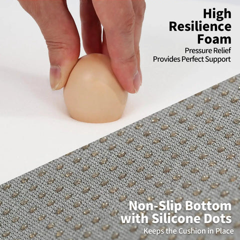 Thickened Two Point Five Inch U Shape Chair Cushion showing high-density foam and slip-resistant silicone dotted bottom.