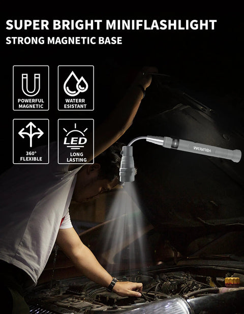 Magnetic Pickup Tool Telescoping Flashlight With 3 LED Bulbs 360 Degree Illumination Handy Gift for Dad Husband Grandpa Men Stocking Stuffers for Him Ultimate Handyman Gadget Gift