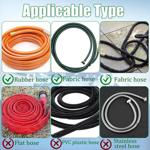 Applicable types for 10 Sets Expandable Garden Hose Repair Kit With Dual Channel Connectors for compatible hoses shown in image