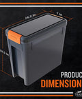Level Up Your Smoke Game With This Heavy Duty Pellet Storage Bin featuring dimensions of 14.5 in x 7 in x 13.5 in.