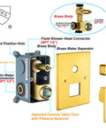 Brushed Gold Shower System With 10 Inch Rain Head High Pressure Faucet Set brass mixer valve components diagram