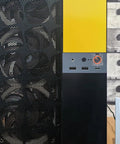 PC tower with clear power button guard, black mesh front, yellow panel; Clear Power Button Guard For PCs And Home Appliances No Brainer Dustproof Switch Protector That Stops Accidental Presses 43x41mm Mount Fits Computer Dishwasher Washer Elevator