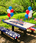 250th Anniversary Patriotic Fourth Of July Picnic Table Cover With Bench Covers 72 By 30 Inch Fitted Rectangle Tablecloth Waterproof Windproof Outdoor Polyester Table Cover Set With Portable Storage Bag