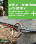 Go To Reusable Cable Anchor Sling With O Rings Ends For Fall Arrest, 6 ft long, secured to concrete column on site.