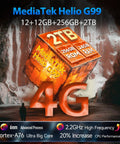 MediaTek Helio G99 processor graphic showcasing specs like 12GB RAM, 256GB ROM, and 4G performance for smartphones.