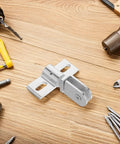 Built Tough Pivot Hinges For Frameless Glass Shower Doors with upper and lower clamp alloy construction on wooden table with tools