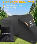 Beefy 420D Tricycle Cover For 29 Inch Adult Three Wheeled Bikes, 75L 30W 44H Outdoor Weatherproof Storage, Waterproof Electric Trike Shelter For Most 3 Wheeled Bicycles on trike with storage bag