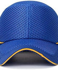 Worksite Safe Protective Helmet With Bump Cap Inner Shell Lightweight Baseball Hat Style shown in blue net cloth