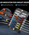 12V Marine Fuse Block With Waterproof Housing And LED Indicator, Includes 30 Fuses From 5A To 25A, Easy Diagnostics For Boat RV Car Truck, Built Tough 12V 24V Electrical Panel And Fuse Box Holder