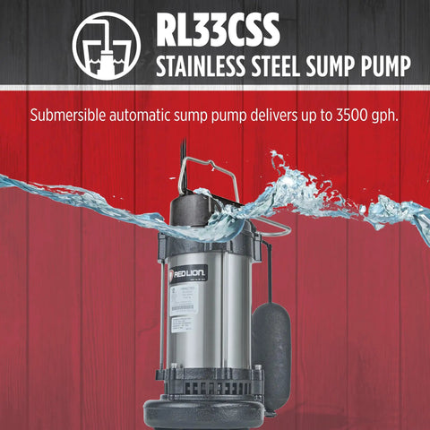 One Third Horsepower Heavy Duty Submersible Stainless Steel Sump Pump 115 Volt 3500 GPH With Snap Action Float Switch And Ten Foot Power Cord Durable 304 Grade Housing Auto Operation in action