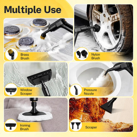 Odsd Handheld Steam Cleaner With 3 Level Steam Control For Home And Car Deep Cleaning Upholstery Tile Grout Heavy Duty Hot Vapor Mop attachments including brushes, scrapers, and nozzles.