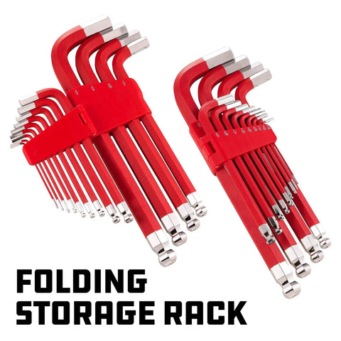 SAE 13 Piece Jumbo Long Point Magnetic Hex Key Set With Ball End, Extra Long Allen Wrenches 5/64 In To 3/4 In, Magnetic Tips For Tough Angles And Tight Spots, Long Handles For Maximum Reach And Torque, Heavy Duty Chrome Vanadium Construction