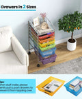 6 Drawer Rolling Storage Cart For Tools, Scrapbook Paper, Crafts, Home Office, And School Supplies in multicolor beside sofa