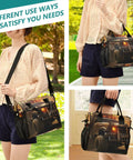 Model with Desert Monster Insulated Lunch Bag Cooler With Detachable Shoulder Strap outdoors, showcasing tote versatility.