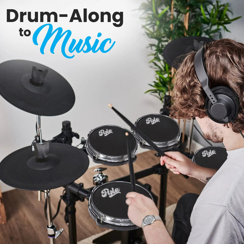 Seven Piece Electronic Drum Kit With Mesh Pads Totally Portable Electronic Drum Set Eight Inch Tom And Snare Ten Inch Crash