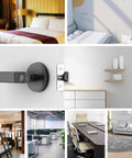 Fingerprint Door Lock No Key Needed With 0.2 Second Auto Unlock installed in various home and office settings.