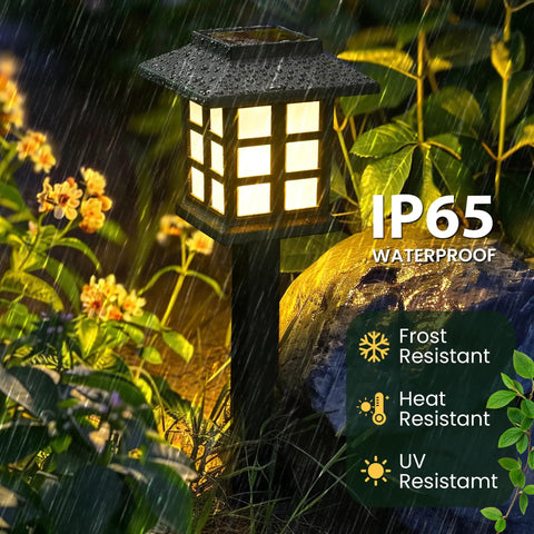 8 Pack LED Solar Outdoor Lights waterproof for garden pathway driveway and yard auto on at night with bright lighting