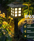 16 Pack Solar Outdoor LED Lights Waterproof for Garden Path Yard Patio Driveway with IP65 protection glowing at night