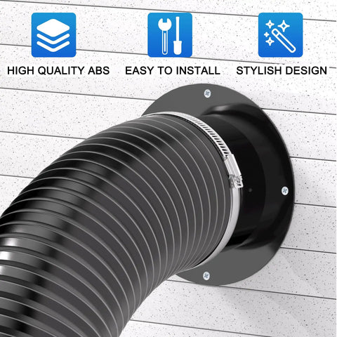 6 Inch Plastic Duct Connector Flange For Dryer Vent And Dust Collection Fittings In Heating And Cooling Ventilation Systems Black Easy Install With Clamps Durable Plastic Construction For Long Lasting Performance installed view
