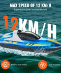 Remote Control Boat for Pools and Lakes Perfect Racing Boat for Kids and Adults LED Night Light 2 Rechargeable Batteries