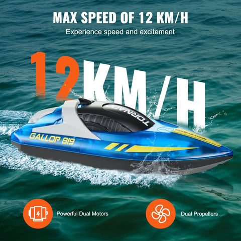 Remote Control Boat for Pools and Lakes Perfect Racing Boat for Kids and Adults LED Night Light 2 Rechargeable Batteries