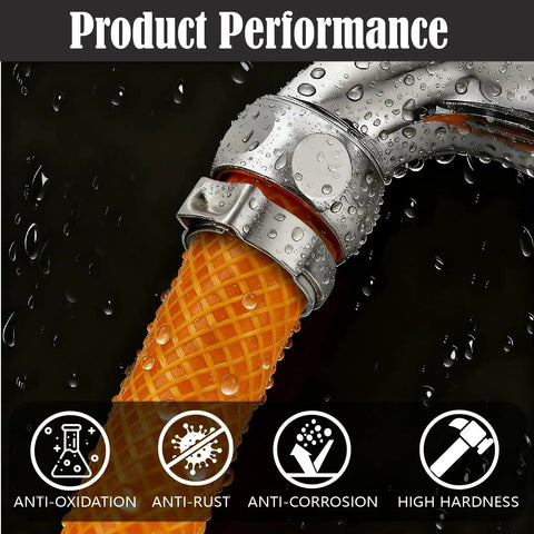560 Pcs 22 Sizes 304 Stainless Steel Stepless Single Ear Hose Clamp Kit With Ear Clamp Pincer Tool For Fuel Line Automotive Industry And Home Plumbing Easy To Use - Close-up showing anti-corrosion hose clamp performance