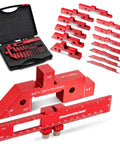 15 Piece Router Table Setup Block Set With 0.002 Inch Aluminum Height Gauge And Sliding Ruler, red blocks in case