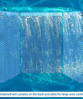 Thickened wet curtains for large-area cooling on Heavy Duty Evaporative Swamp Cooler With 13.2 Gallon Tank And Four Premium Ice Packs.