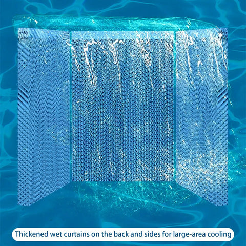 Thickened wet curtains for large-area cooling on Heavy Duty Evaporative Swamp Cooler With 13.2 Gallon Tank And Four Premium Ice Packs.
