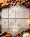 Hella Precise Acrylic Router Templates That Double As Eight Reusable Carving Stencils For Wood And Fabric Featuring Festive Christmas And Valentine Designs To Give Your Diy Hobby Projects A Truly Dope Fresh Look showing eight clear acrylic templates with holiday designs on a decorated table.