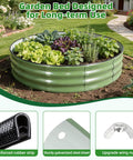 Galvanized Raised Garden Bed With Cover For Outdoors 4x4x1 Ft Metal Planter Box With PE Winter Cover And Mesh Summer Cover 3 In 1 Raised Bed With Windows For Easy Year Round Gardening, view of green metal bed planted with vegetables.