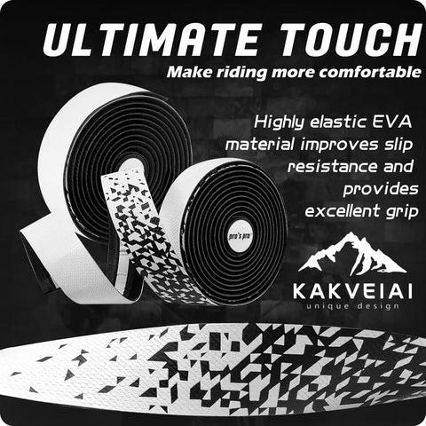 Ultimate Touch 2 Pack Gradient Road Bike Bar Tape with EVA material, enhanced grip, black and white design, premium PU EVA foam core.