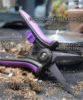 Nonstick Resin-Resist Micro-Tip Garden Snips 6 Inch Fluorine-Coated Scissors Pruning Shear showing ergonomic handle and coating.