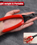 Heavy Duty 4 In 1 Electrician Pliers With Built In Wire Stripper Crimper And Cutter 7 Inch held in hand for easy use.
