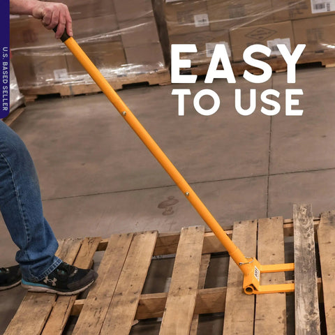 Heavy Duty Pallet Puller Bar With 3 Section Handle 41 Inch Length for fast dismantling of pallets in use on a wooden deck