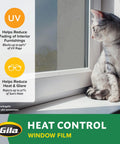 Light Gray Adhesive Window Film For Home DIY Heat Control Sun Blocking 3ft By 15ft with cat sitting by window