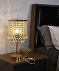 Gold Crystal Table Lamps Set Of 2 With USB Ports And 3-Way Touch Dimmer on nightstand by bed