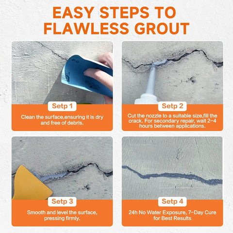 Step-by-step guide for using Heavy Duty Concrete Crack Filler For Driveways, Walkways, And Patios, Self Leveling Waterproof Outdoor Caulking Glue