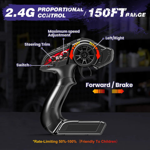 Remote control for Beast 1 To 16 Scale 4x4 Off Road Monster Truck RC Car with adjustable speed and controls, 2.4G 150ft range.