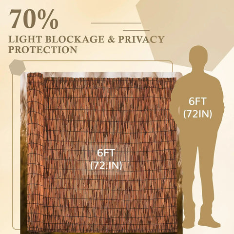Brown 6 Ft Reed Fencing Roll 16.4 Ft Long Outdoor Privacy Screen For Balcony Patio Yard Garden Wind Block Sunshade