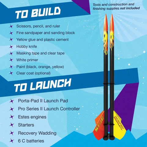 Instruction list for Sidekick Rocket Building Kit For Ages 10 And Up Advanced Dual Body Flying Model Kit With Decals Recovery