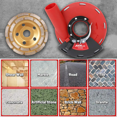 Surface Grinding Dust Shroud For 115mm To 125mm Angle Grinders, Heavy Duty Shield, Diamond Cup Wheel, Various Surface Use
