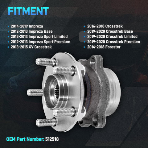 2 Pcs Rear Wheel Bearing And Hub Assembly For 5 Lug Vehicles That Is Your Go To Replacement, Driver And Passenger Sides, OEM Style 512518 And 28473FJ020 Fit Forester 2014-2018, Crosstrek 2016-2021, Impreza 2012-2021, XV Crosstrek 2013-2015.