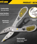 Lightweight Aluminum Tin Snips With Replaceable Blades for HVAC Sheet Metal and Vinyl Siding, ergonomic handles, replacement blades shown