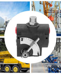 Hydraulic Adjustable Flow Control Valve 0 To 30 GPM, 3000 PSI, Heavy Duty Workhorse With Three Quarter Inch NPT Port, shown in use with machinery.