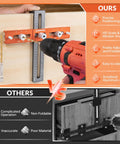 All In One Cabinet Handle Jig With Adjustable Knob And Precision Drill Guide for drawers, cupboards, doors, aligned for easy drilling.