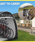Heavy Duty Bike Tent Shed For Outdoor Storage, Extra Thick 210D Oxford, holding multiple bicycles, with portability feature