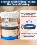 Person adjusting feeding tracker band on Sourdough Starter Kit 2 Pack 34Oz Organic Glass Jars Wide Mouth With Lids For Home Bakers